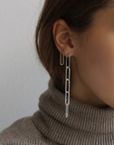THE SIGH V LARGE Earring - sterling silver, 1 gold link