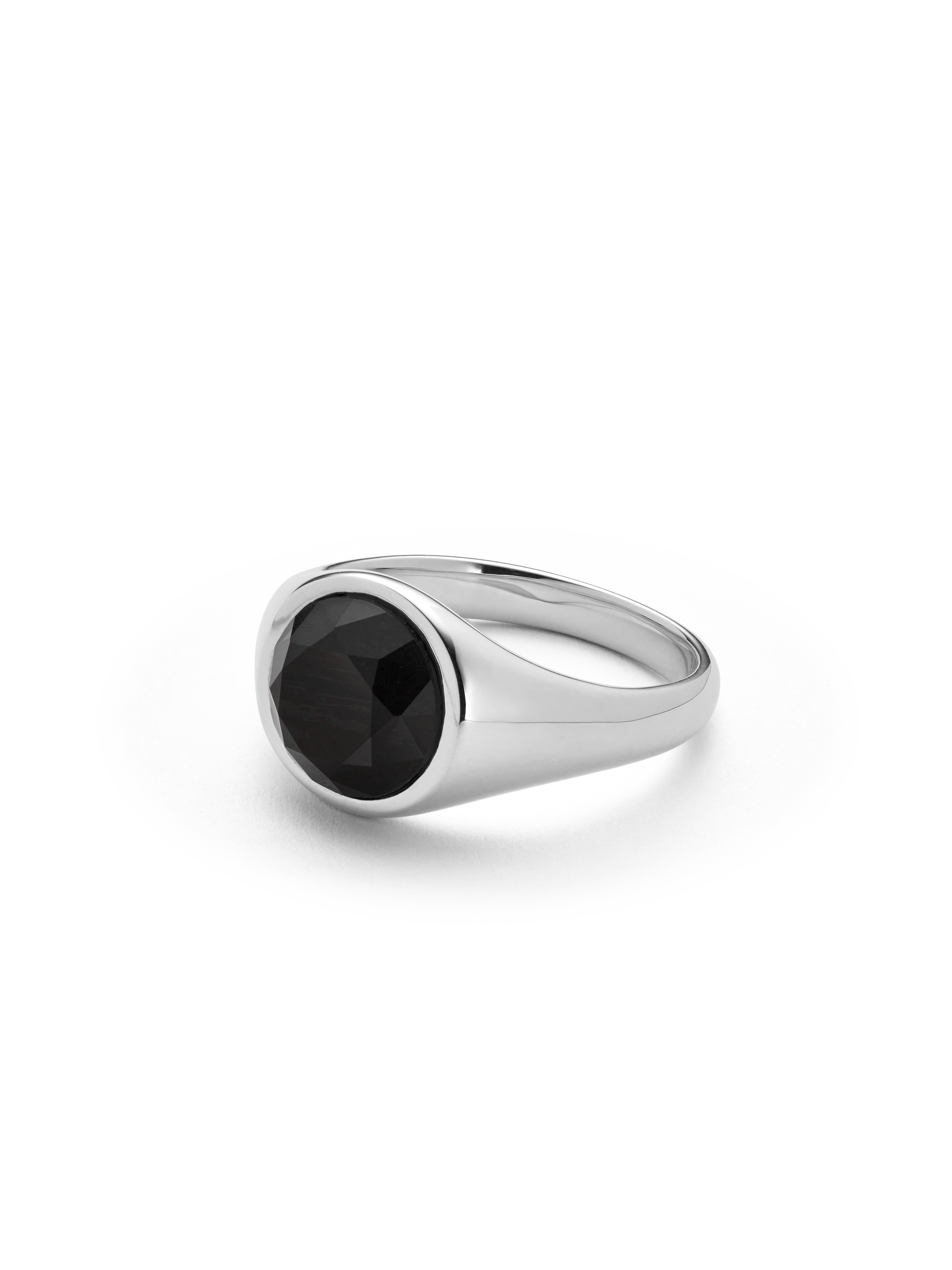 Silver ring with Mpingo wood 