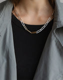 EXHALING HER LARGE Necklace - sterling silver, 3 gold links