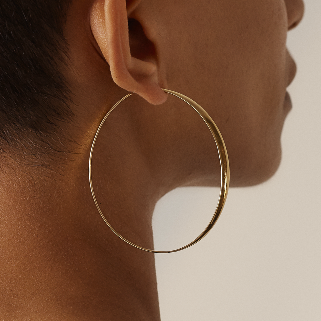 Gold Wide Domed Hoop Earrings - Raleigh Vintage